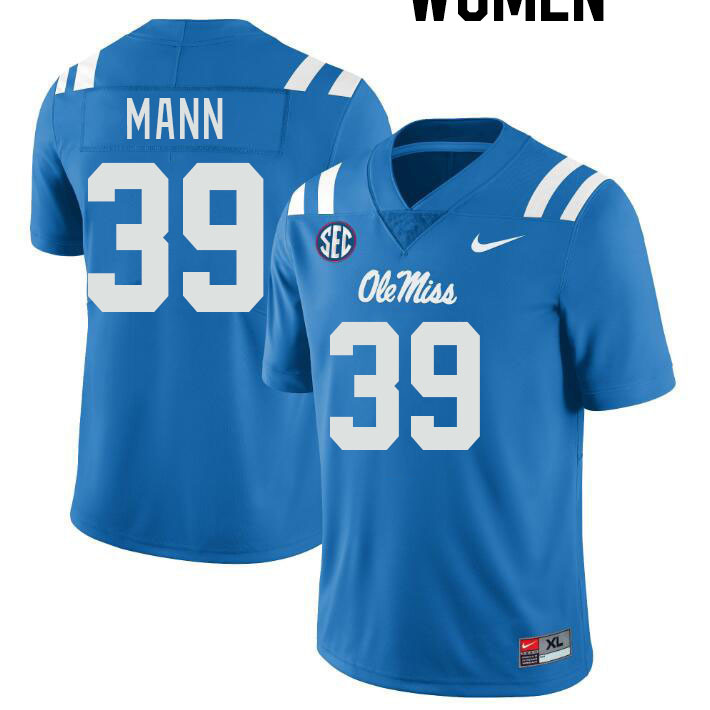 Women #39 Skielar Mann Ole Miss Rebels College Football Jerseyes Stitched Sale-Powder Blue